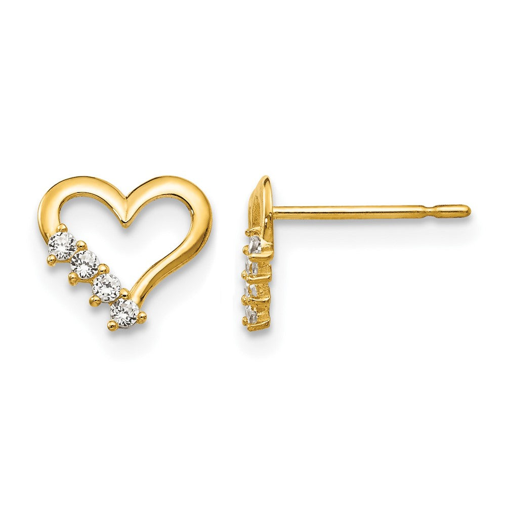 14k Madi K CZ Heart Childrens Post Earrings, 7 x 8 mm, 0.31 g