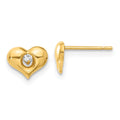 14k Madi K CZ Children's Heart Post Earrings, 6 x 8 mm