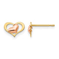 14k Yellow and Rose Gold Madi K 8.00mm Heart Childrens Post Earrings, 6 x 8 mm