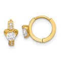 14k Madi K CZ Heart Childrens Hinged Hoop Earrings, 10 x 5 mm