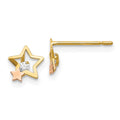 14k Yellow and Rose Gold Madi K CZ Star Childrens Post Earrings, 7 x 7 mm
