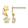 14k Madi K CZ Star Dangle Childrens Post Earrings, 13 x 13 mm
