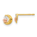 14k Yellow and Rose Gold Madi K CZ Moon and Star Childrens Post Earrings, 6 x 6 mm
