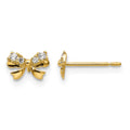 14k Madi K CZ Bow Childrens Post Earrings, 5 x 6 mm