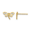 14k Madi K CZ Dragonfly Childrens Post Earrings, 6 x 9 mm