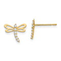 14k Madi K CZ Dragonfly Childrens Post Earrings, 8 x 11 mm