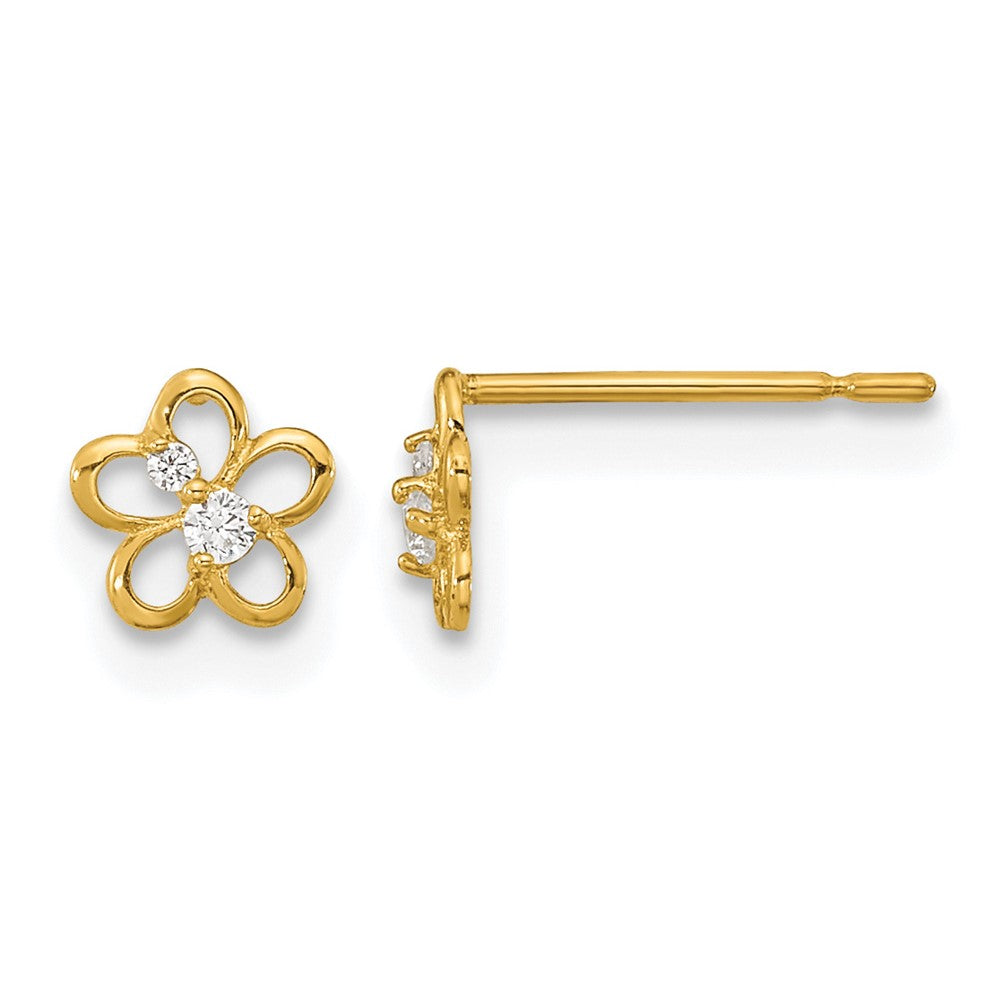 14k Madi K CZ Flower Childrens Post Earrings, 6 x 6 mm