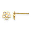 14k Madi K CZ Diamond-cut Flower Childrens Post Earrings, 5 x 5 mm