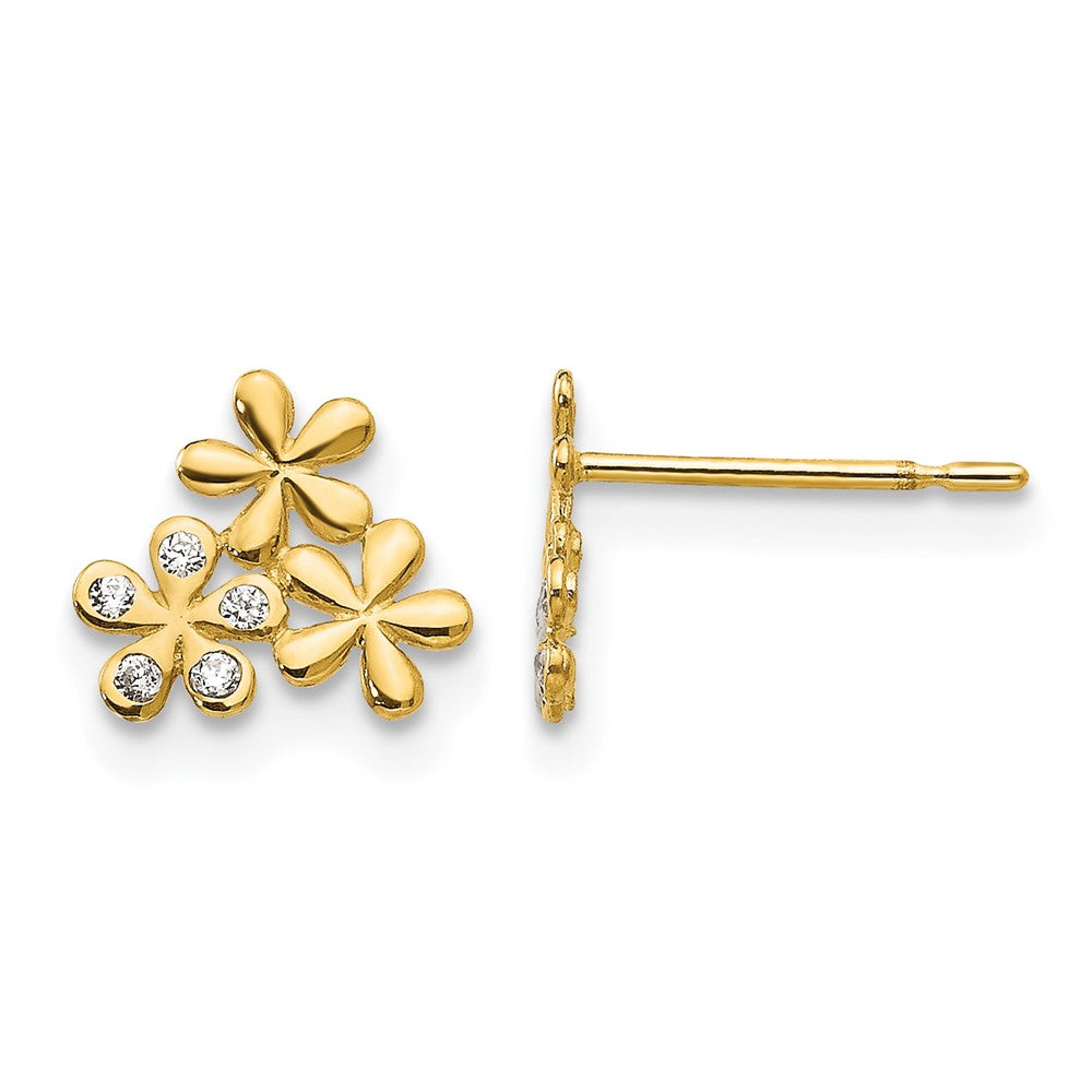 14k Madi K CZ Flowers Childrens Post Earrings, 8 x 8 mm