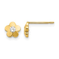 14k Madi K CZ Diamond-cut Flower Childrens Post Earrings, 6 x 6 mm