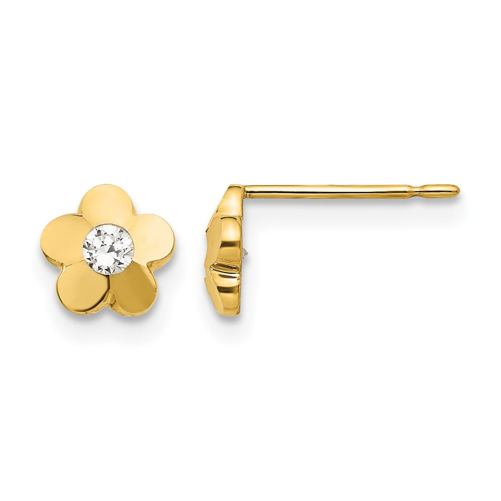 14k Madi K CZ Diamond-cut Flower Childrens Post Earrings, 6 x 6 mm