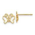 14k Madi K CZ Butterfly Childrens Post Earrings, 7 x 8 mm