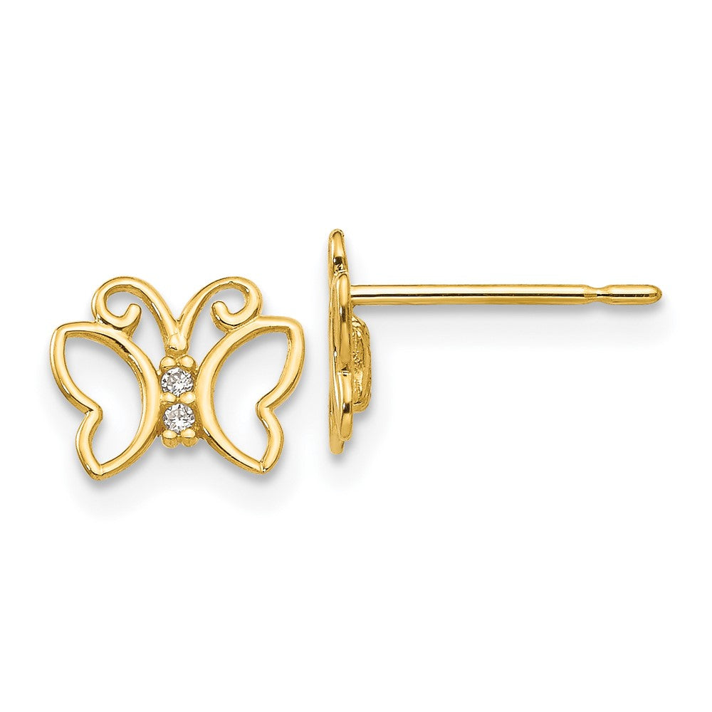 14k Madi K CZ Butterfly Childrens Post Earrings, 7 x 8 mm