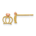 14k Yellow and Rose Gold Madi K Crown Childrens Post Earrings, 6 x 6 mm