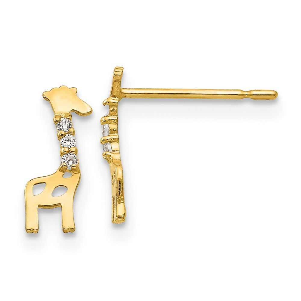 14k Madi K CZ Giraffe Childrens Post Earrings, 9 x 3 mm