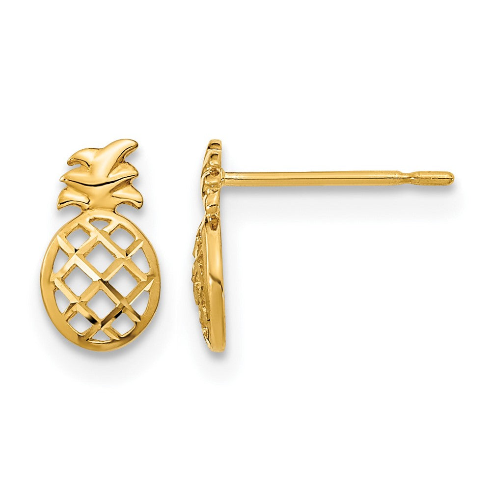 14k Madi K Diamond-cut Pineapple Childrens Post Earrings, 9 x 5 mm
