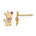 14k Yellow and Rose Gold Madi K CZ Reindeer Childrens Post Earrings, 9 x 6 mm