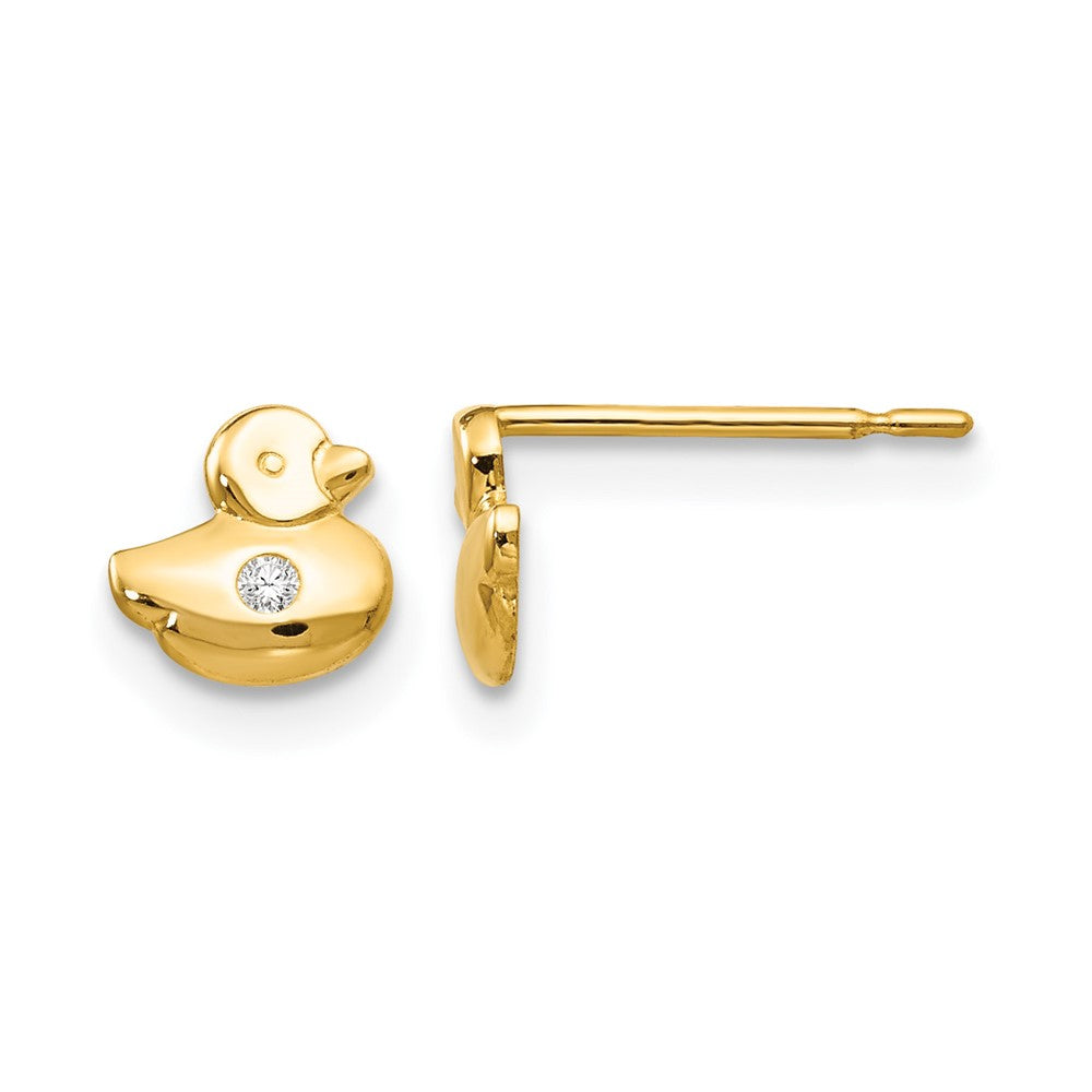14k Madi K CZ Duck Childrens Post Earrings, 6 x 6 mm