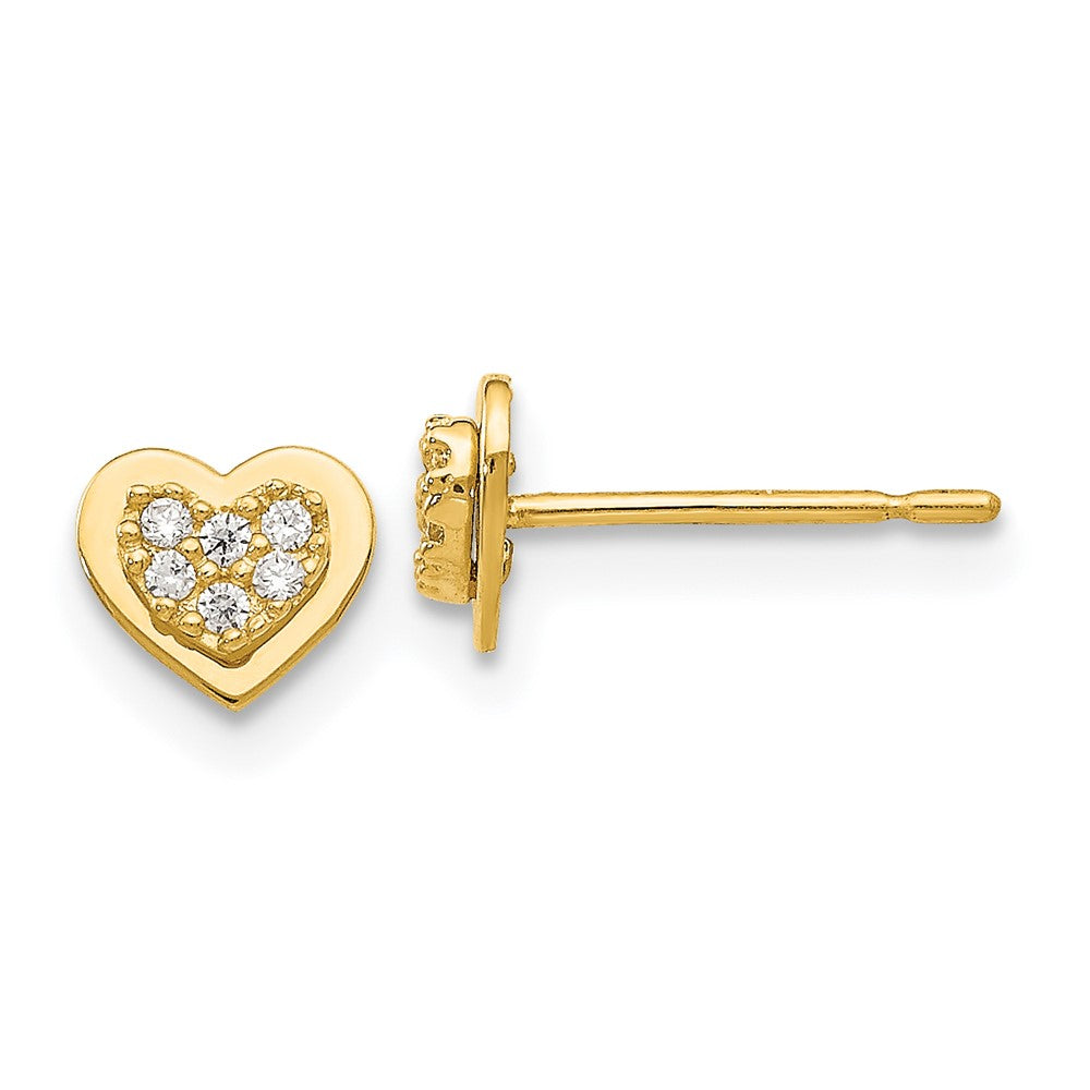 14k Madi K CZ 5mm Heart Childrens Post Earrings, 5 x 6 mm