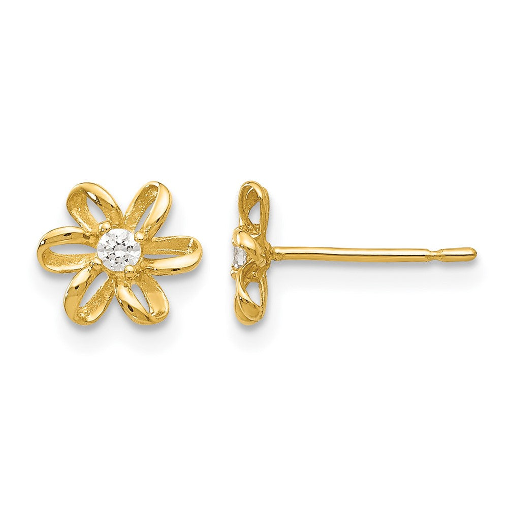 14k Madi K CZ Flower Childrens Post Earrings, 8 x 8 mm