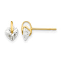14k Madi K 5.00mm CZ Heart Childrens Post Earrings, 7 x 5 mm