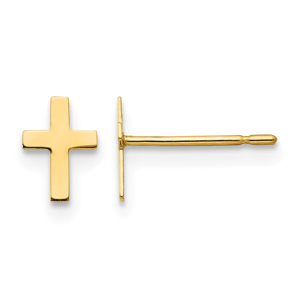 14k Madi K Cross Childrens Post Earrings, 15 x 6 mm