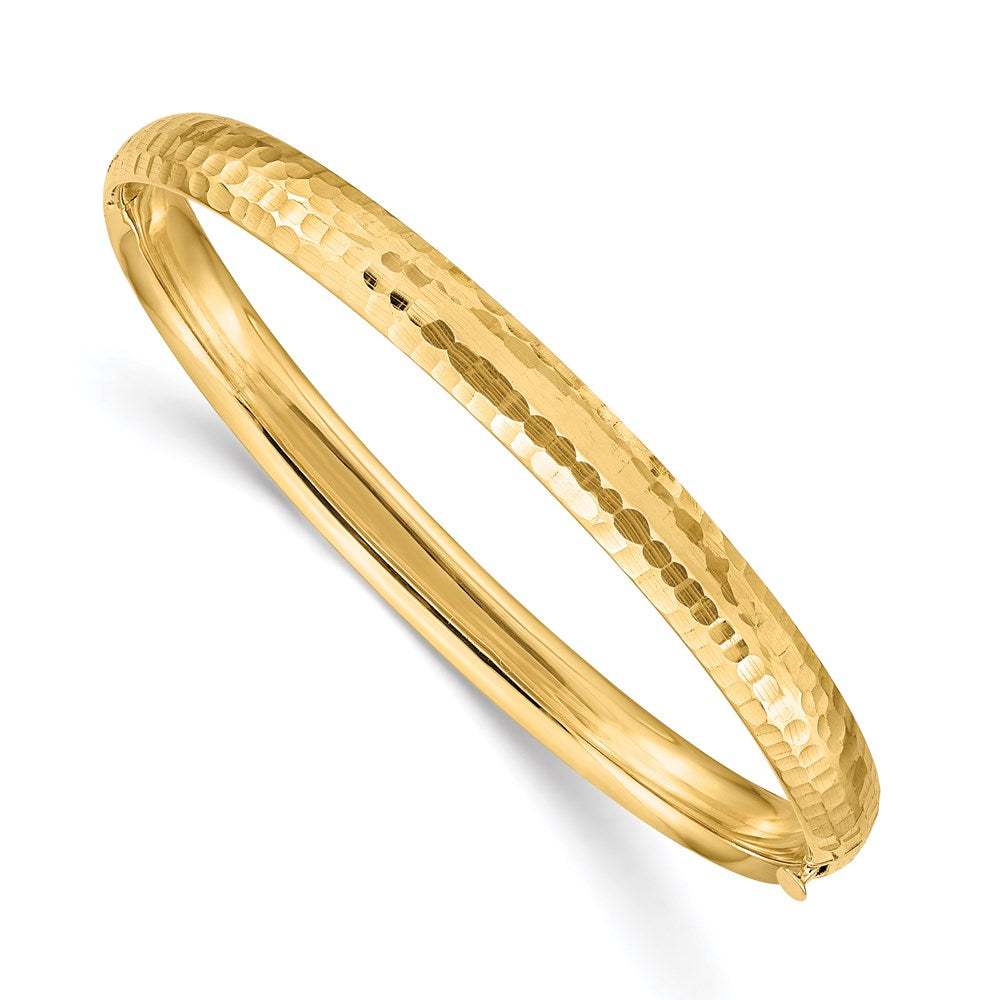 14k Madi K Kids Polished Hammered 5mm Hinged Childs Bangle, 4 x 5 mm