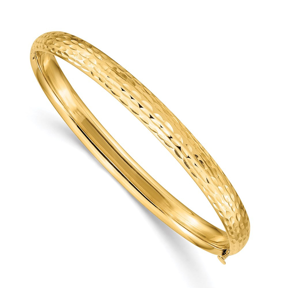 14k Madi K Kids Polished Diamond-cut 5mm Hinged Childs Bangle, 4 x 5 mm
