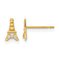 14k Madi K Kids CZ Eiffel Tower Childrens Post Earrings, 7.35 x 4.65 mm