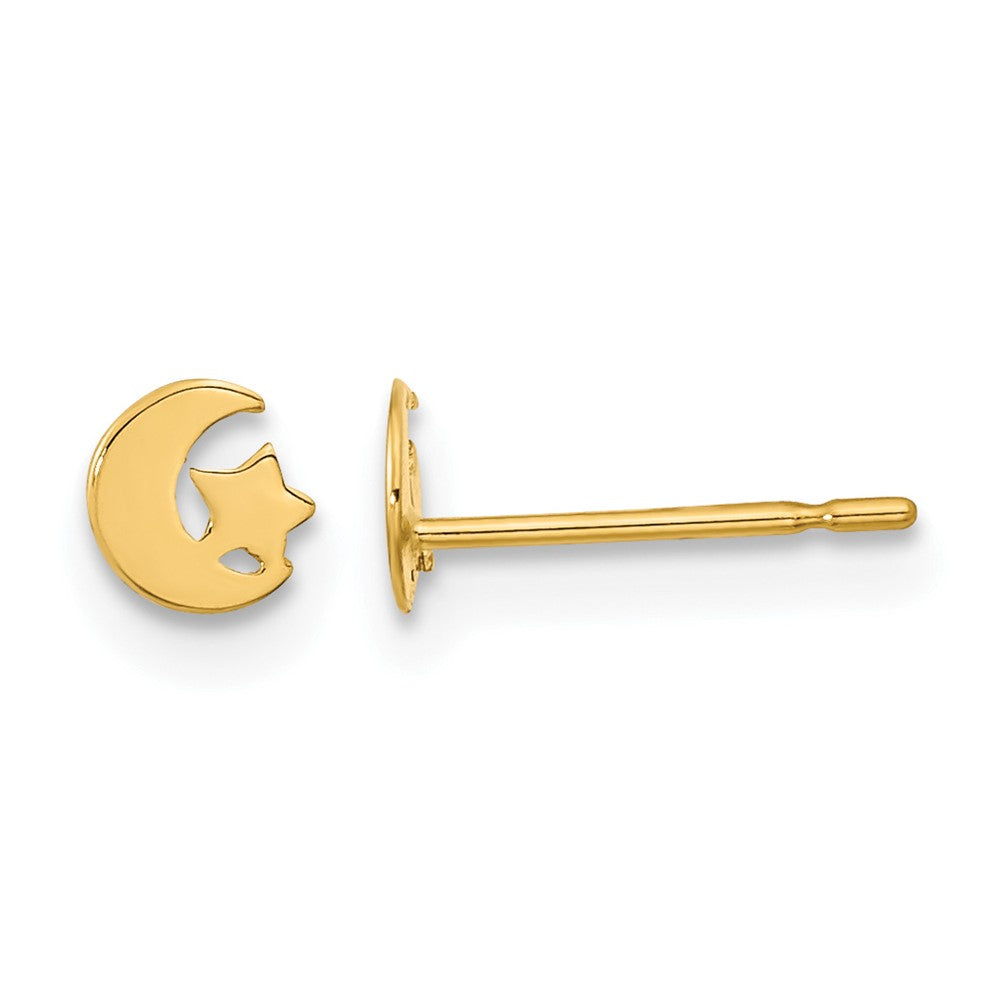 14k Madi K Kids Star and Moon Post Earrings, 4.5 x 4.4 mm