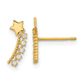 14k Madi K Kids CZ Shooting Star Post Earrings, 11.4 x 4.5 mm