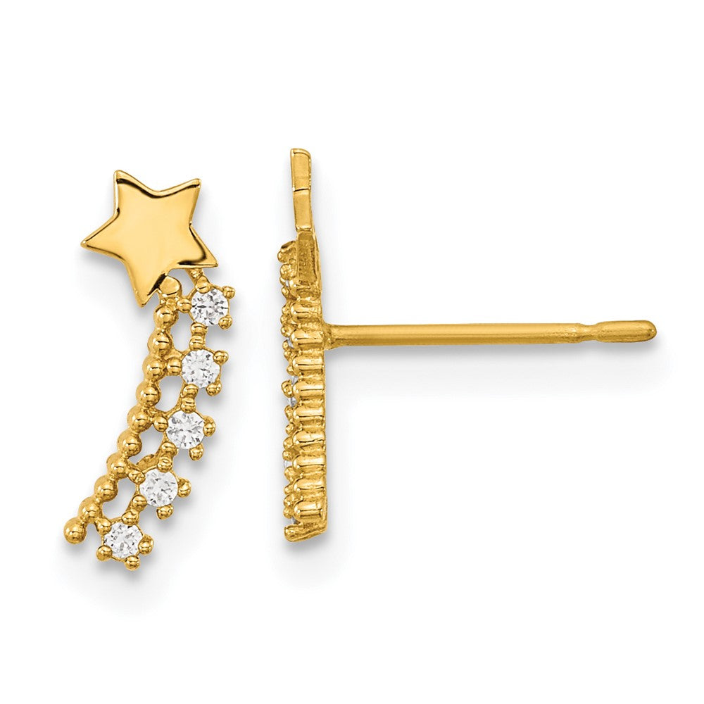 14k Madi K Kids CZ Shooting Star Post Earrings, 11.4 x 4.5 mm