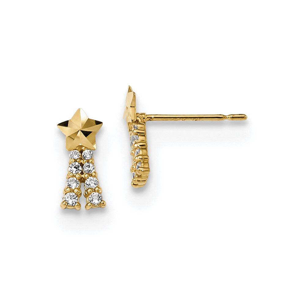 14k Madi K Kids CZ Shooting Star Post Earrings, 9.5 x 4.25 mm