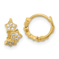14k Madi K CZ 3-Star Hinged Hoop Earrings, 9.8 x 5.7 mm