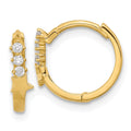 14k Madi K CZ Shooting Star Hinged Hoop Earrings, 12.1 x 13.25 mm