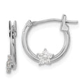 14k White Gold Madi K Polished CZ Star Hoops, 13.25 x 11.55 mm
