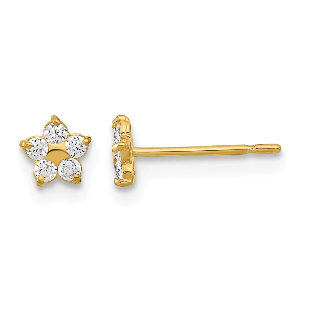 14k Madi K Kids CZ Star Childrens Post Earrings, 4.6 x 4.5 mm