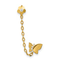 14k Madi K CZ Butterfly and Flower Double Post with Chain Single Earring, 36 x 7.15 mm