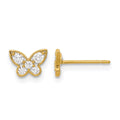 14k Madi K Kids CZ Butterfly Childrens Post Earrings, 5 x 7 mm
