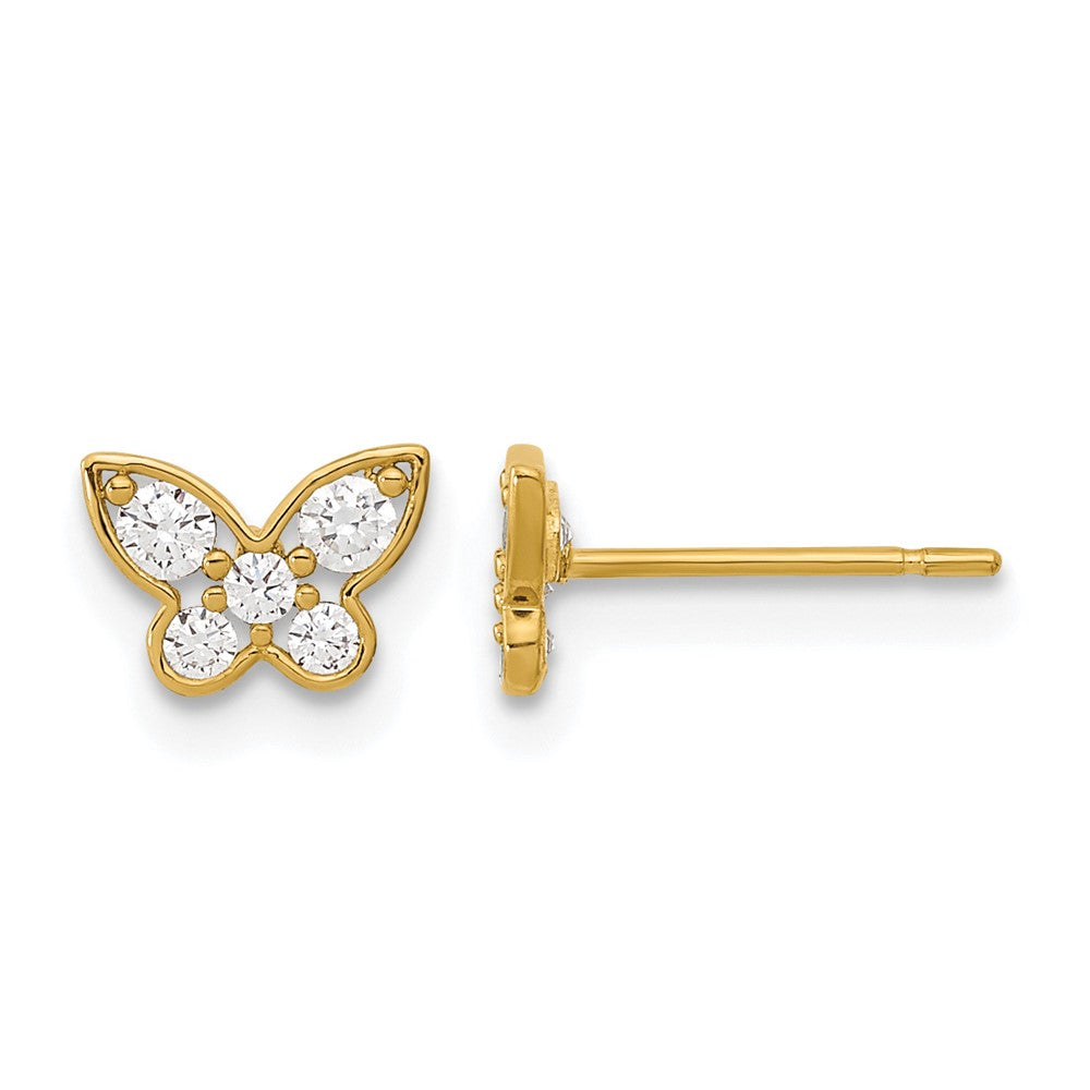14k Madi K Kids CZ Butterfly Childrens Post Earrings, 5 x 7 mm