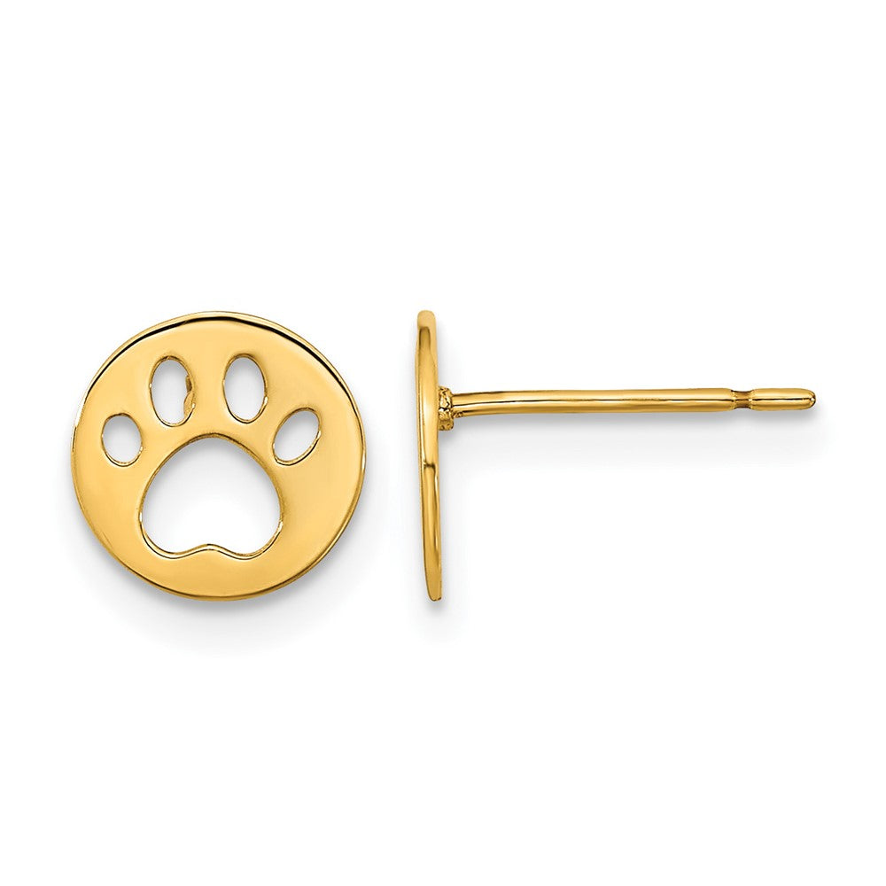 14k Madi K Kids Pawprint Childrens Post Earrings, 7.5 x 7.5 mm