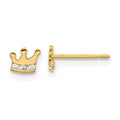 14k Madi K Kids CZ Crown Childrens Post Earrings, 4 x 5.5 mm