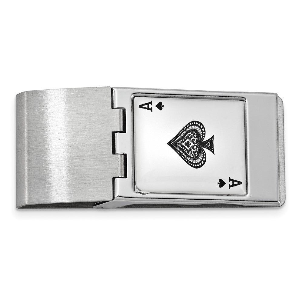 Silver-tone Ace Hinged Money Clip
