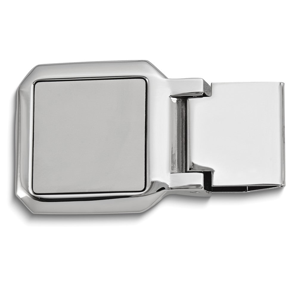 Silver-tone Hinged Engravable Square Money Clip