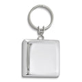 Silver-tone Engravable Square Zip Pull Retractable Key Ring with Belt Clip