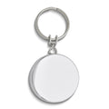 Silver-tone Engravable Round Zip Pull Retractable Key Ring with Belt Clip
