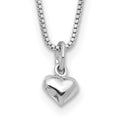 Sterling Silver Polished Puffed Heart 14 inch Necklace with Pink Gift Pouch, 14 mm
