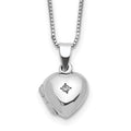 Sterling Silver CZ Accent Heart Locket 14 inch Necklace with Pink Gift Pouch, 14 mm