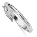 Sterling Silver Rhodium-plated Safety Hinged Baby Bangle with Pink Gift Pouch, 5 x 5 mm