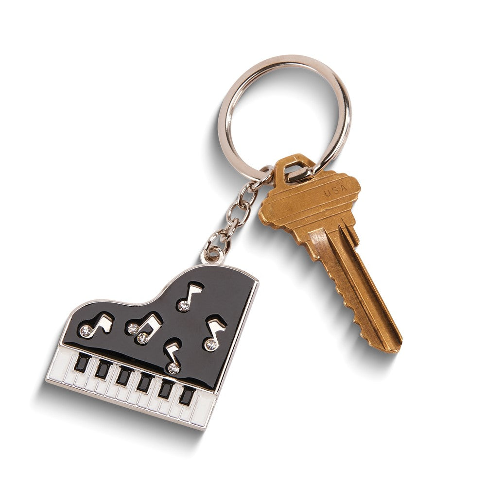 Nickel-plated with Crystals Enameled Piano Key Ring